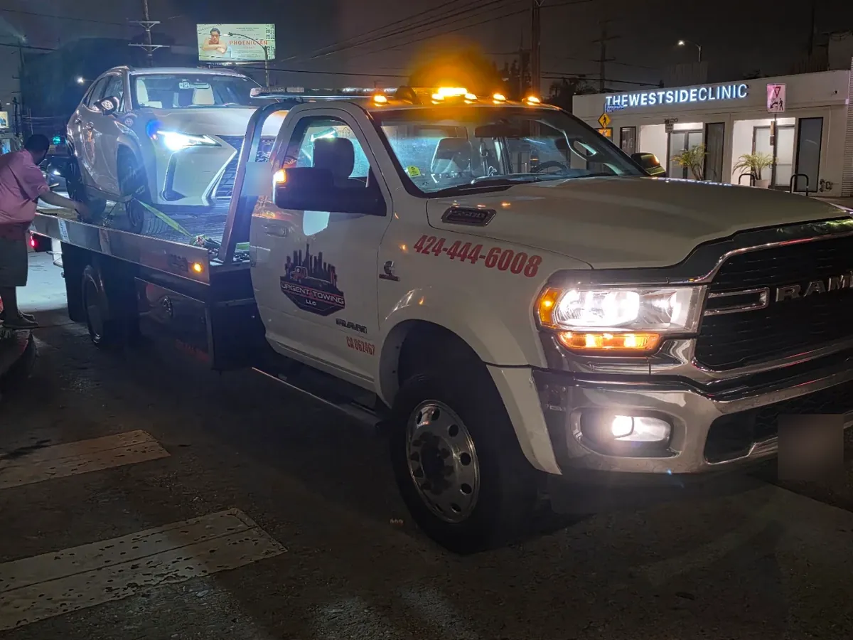 Urgent Towing truck working at night